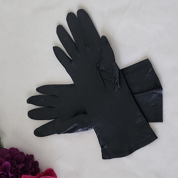 Vintage Black Soft Leather Gloves size 7 Half for arm - Picture 6 of 6